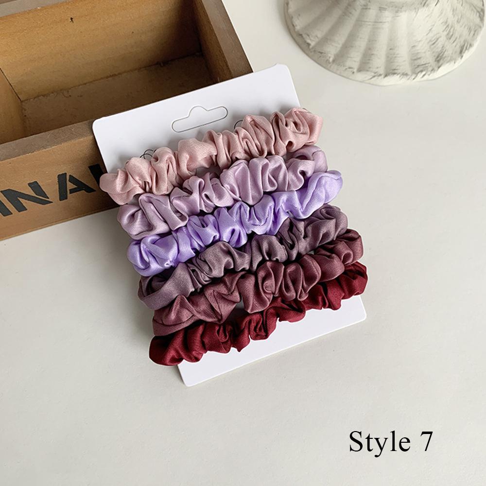 6pcs/lot Hair Scrunchies Ponytail Holder For Women Girls Hair Accessories Satin Headwear Solid Hair Bands Scrunchy Ties Ropes