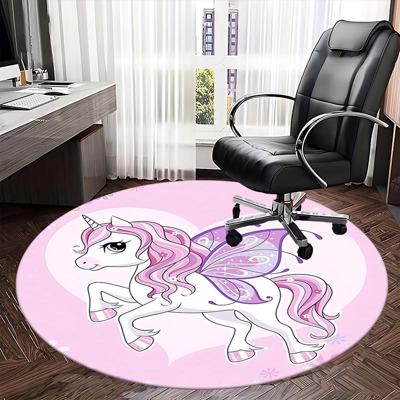 Unicorn Chair Mat - Round Carpet for Home Decor, Office Use, Living Room