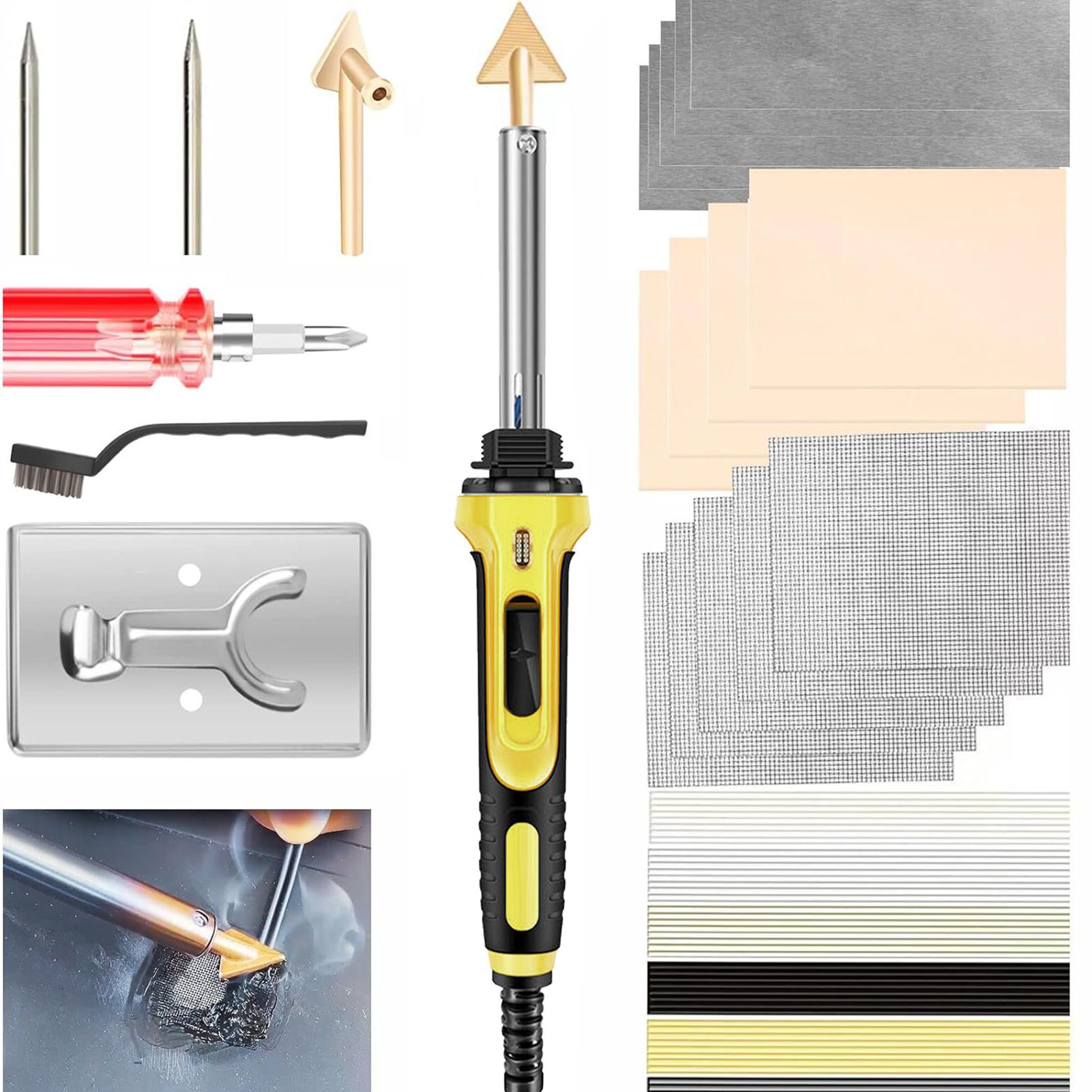 

Комплект для сварки пластика мощностью 100 Вт, сварочный аппарат и паяльник 2-в-1, 3-скоростной контроль температуры US Plug жёлтый