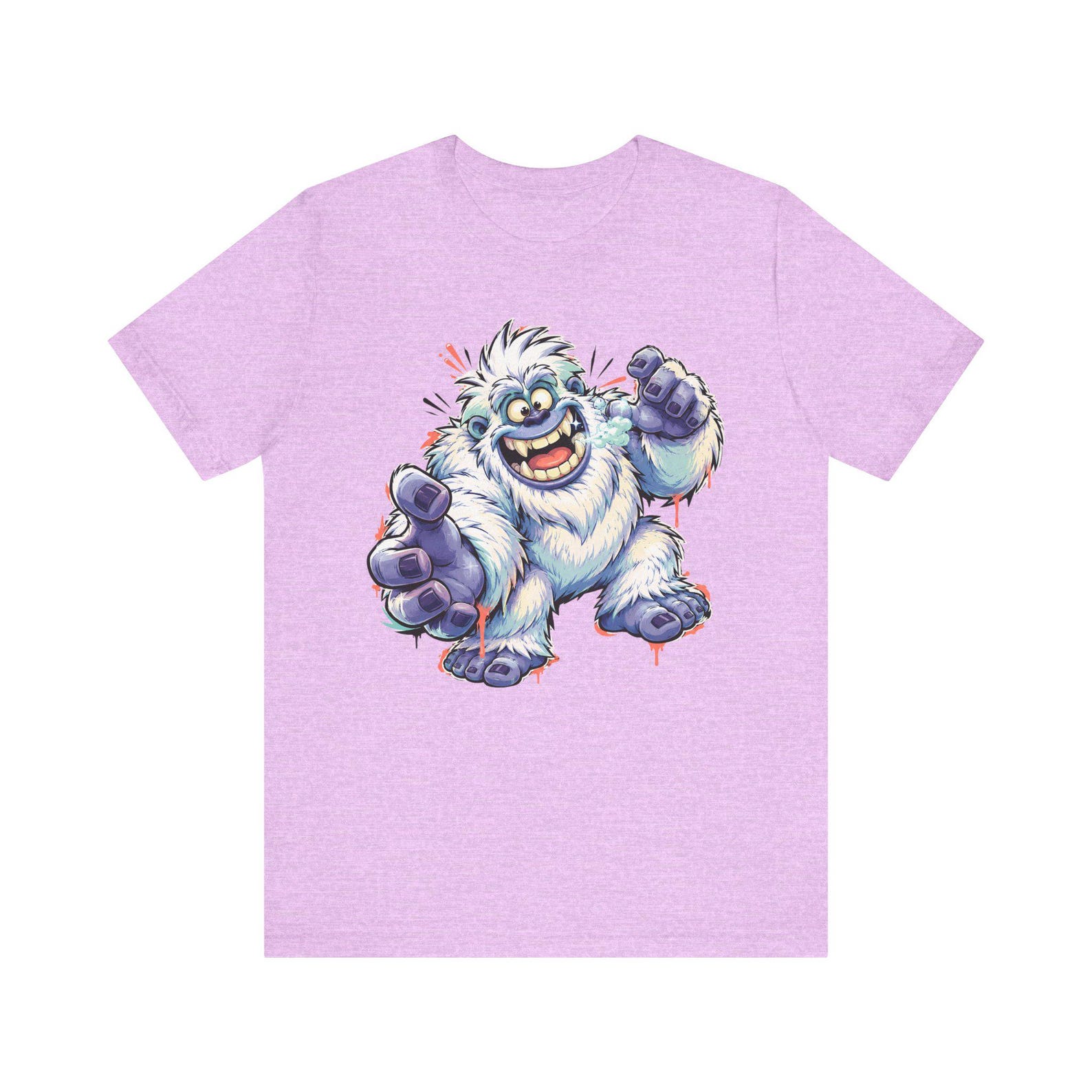 Playful Yeti Monster T-Shirt | Cartoon Sasquatch Tee, Snow Creature Illustration, Fun Unisex Gift XL