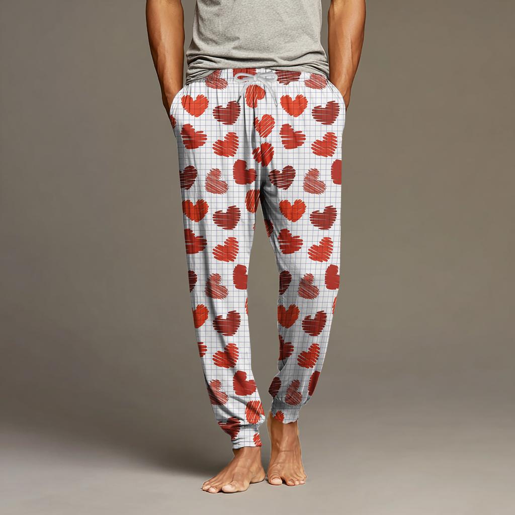 Herren Kordelzug Tasche Bündchen Freizeithose Zuhause Schlafhose