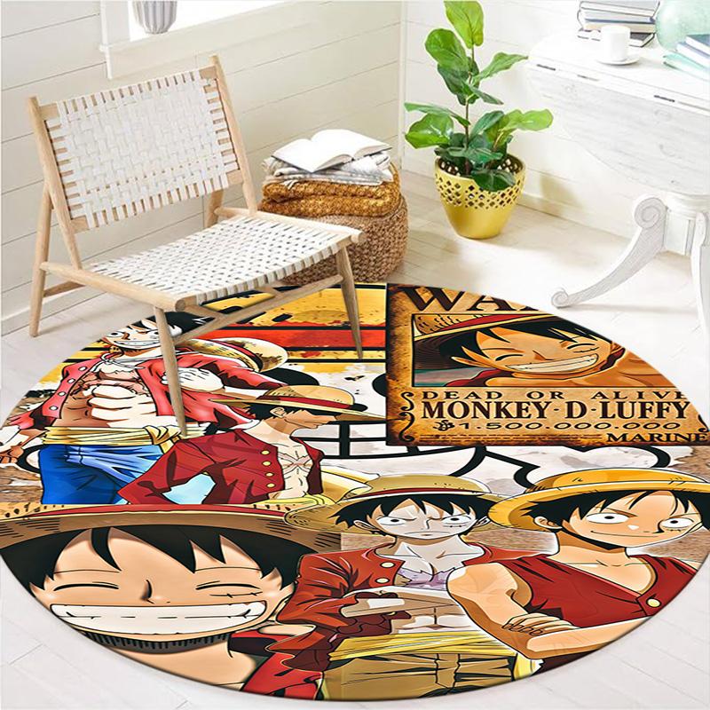 One Piece Monkey D Luffy Round Area Rug Carpet Rug For Living Room Bedroom Sofa Playroom Decor Nonslip Floor Mat