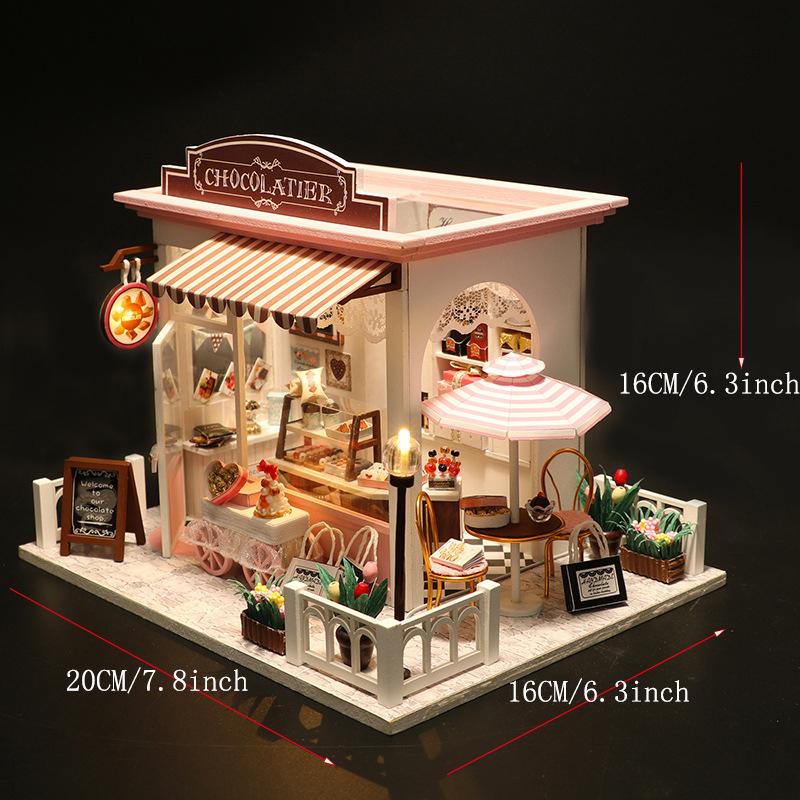 Wooden Doll House Casa Diy  Miniature Dollhouse 3D Puzzle Assembly Building Toys With Furniture LED Lights For Children Gifts