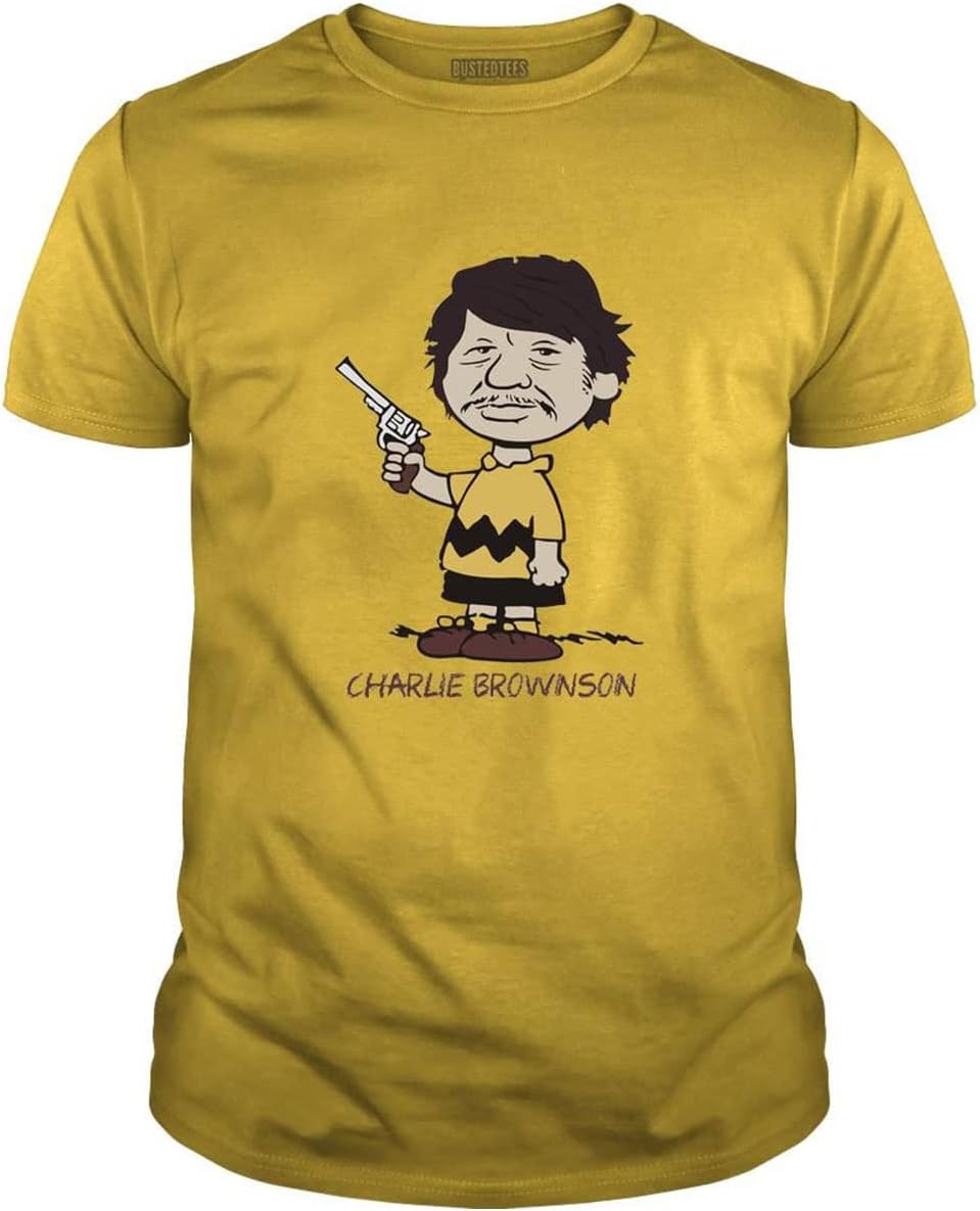 

BustedTees Charlie Brownson Shirt Funny Charles Bronson T-Shirt for Men and Women - Quality Men s Unisex Shirts S разноцветный