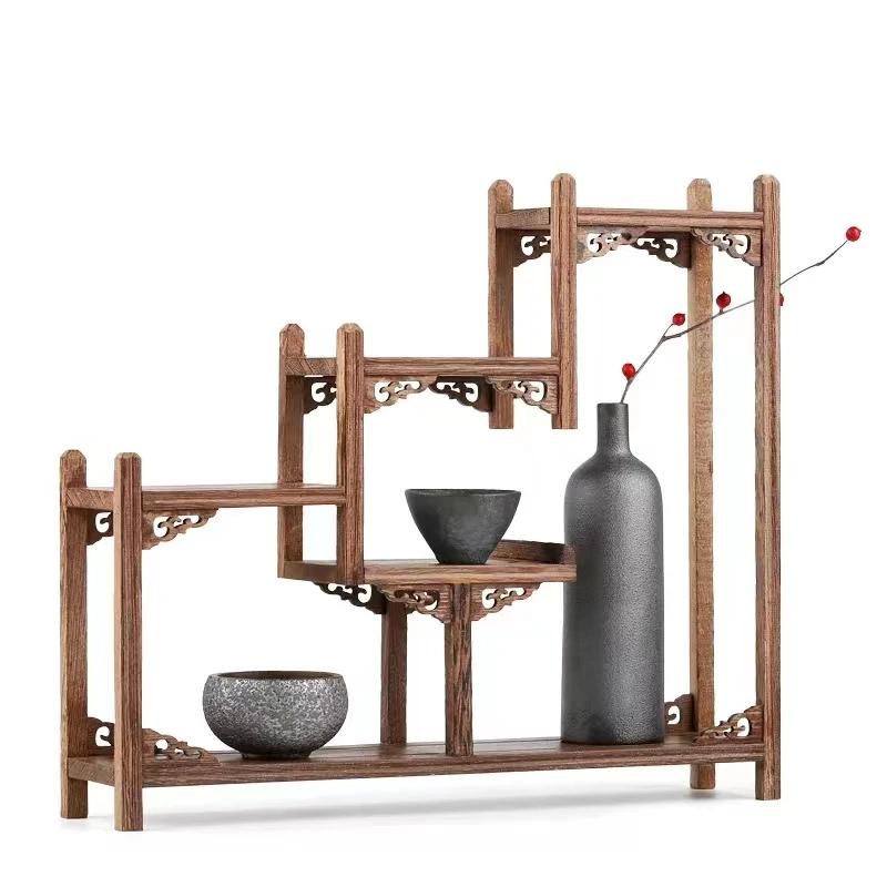 Wooden Carved Display Stand for Kung Fu Teapot & Tea Set - Chinese Craft Home Tea Accessory Decoration