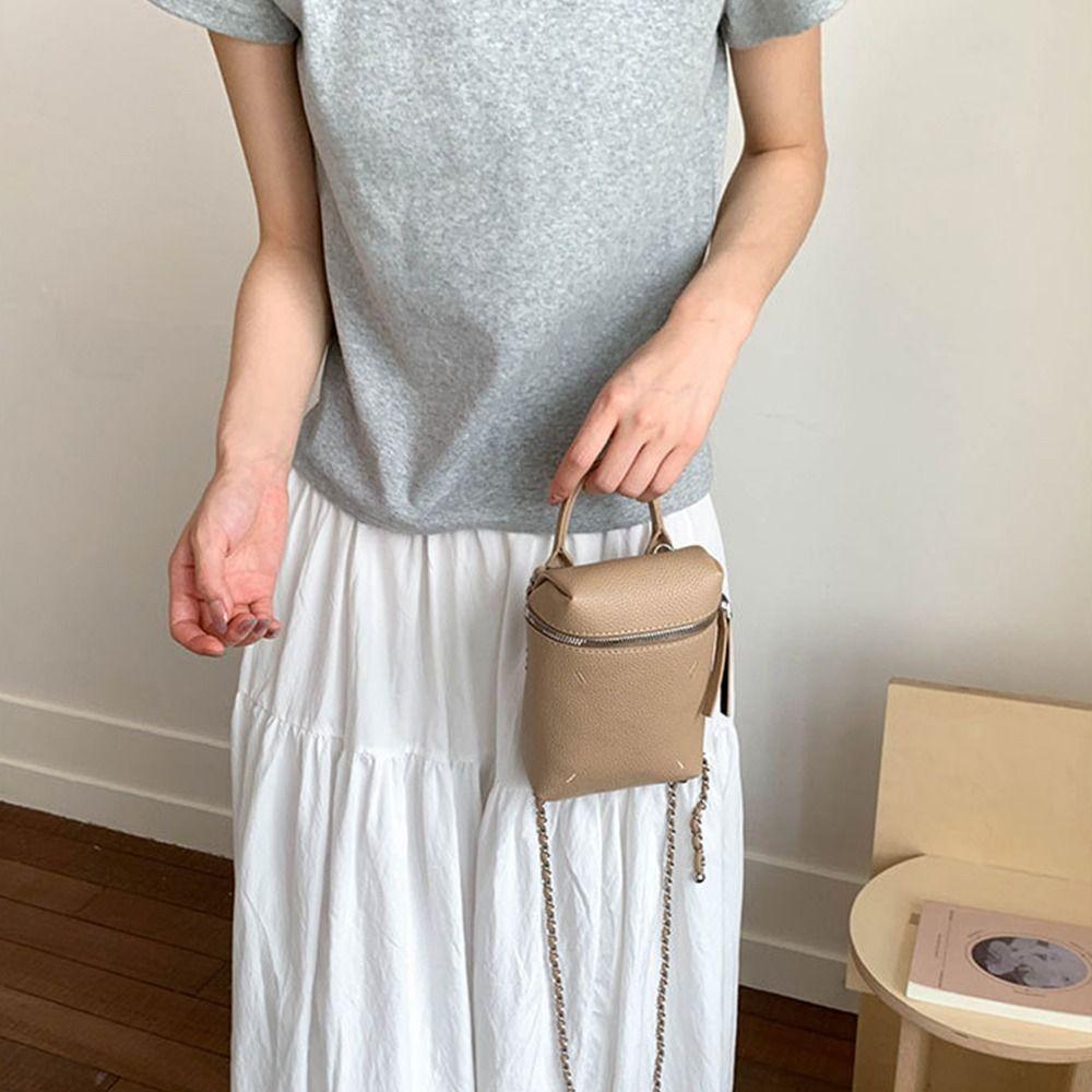 Small Leather Square Bag Solid Color Women’s Handbag Fashion Single Shoulder Bag  Lady