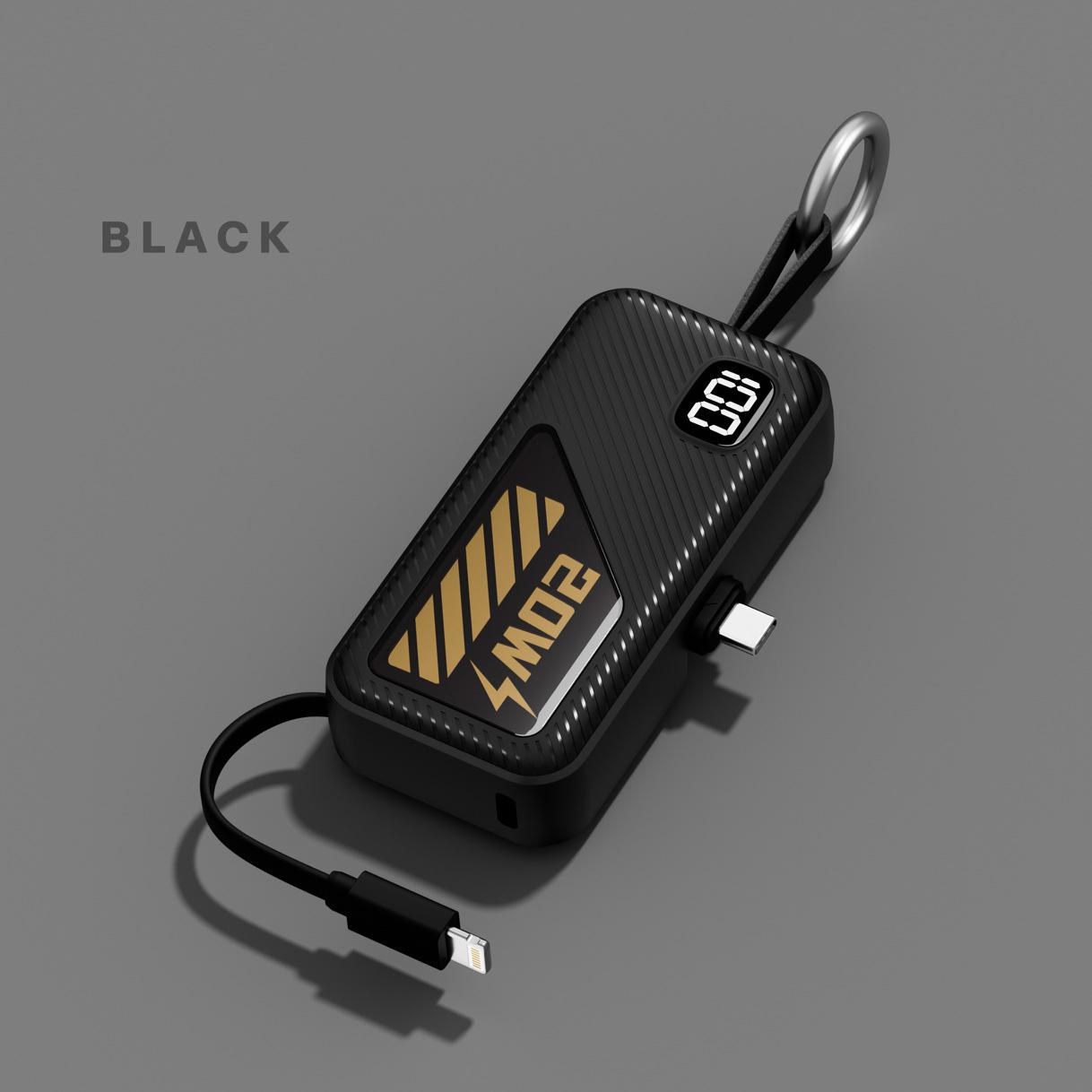 

Портативный внешний аккумулятор 5000 мАч, капсульный внешний аккумулятор, быстрая зарядка, большая емкость, компактное и портативное зарядное устройство type-C plug + iOS cable чёрный