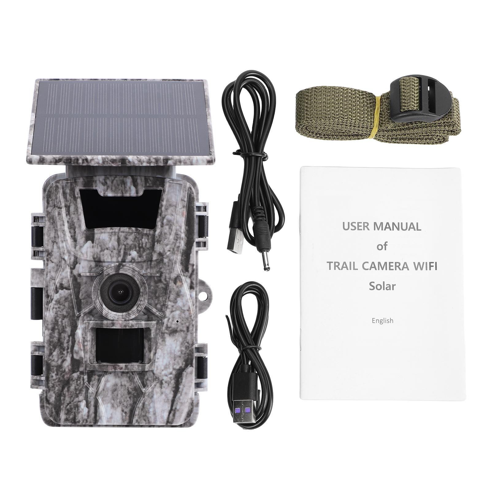 

4K 60MP Solar Trail Camera WiFi Camera 120° Wide Angle IP66 Night Viewing APP Control for Wildlife Monitoring Outdoor Security світло-сірого кольору