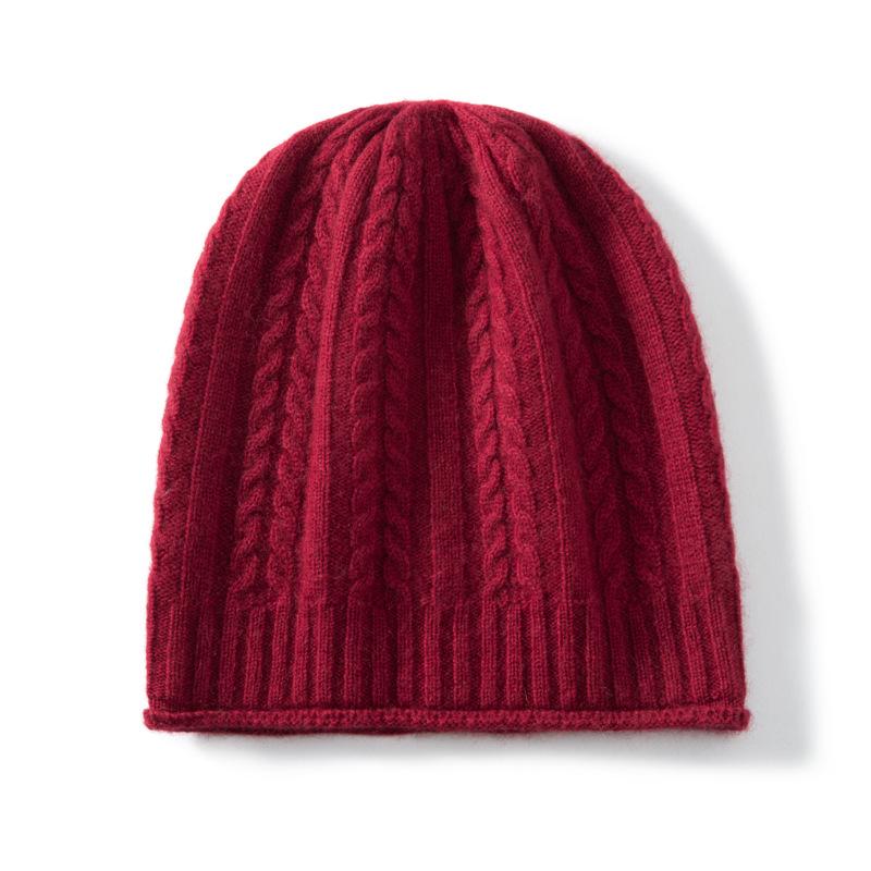 Unisex Cashmere Winter Cable Knit Hat - Soft Headwrap for Cold Weather