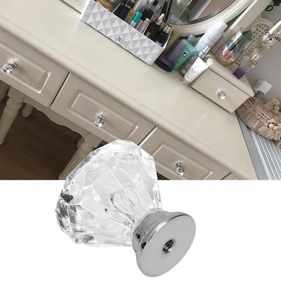 1pcs 32mm Diamond Shape Crystal Glass Pull Handle Cabinet Drawer