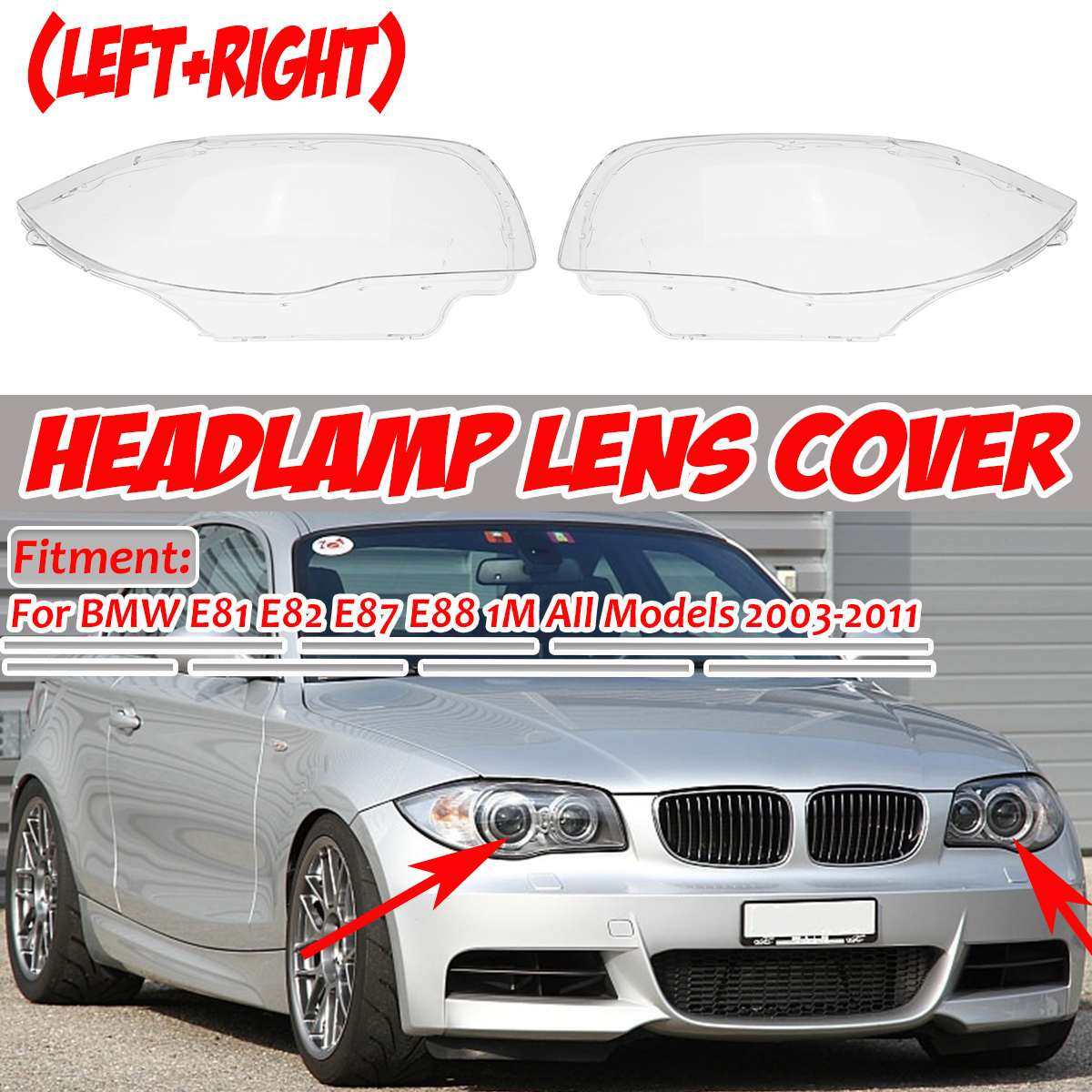 

Для BMW 1 серии E81 E82 E87 E88 2003-2011 передняя фара линза крышка 1 пара прозрачный автомобиль фара оболочка прозрачный абажур