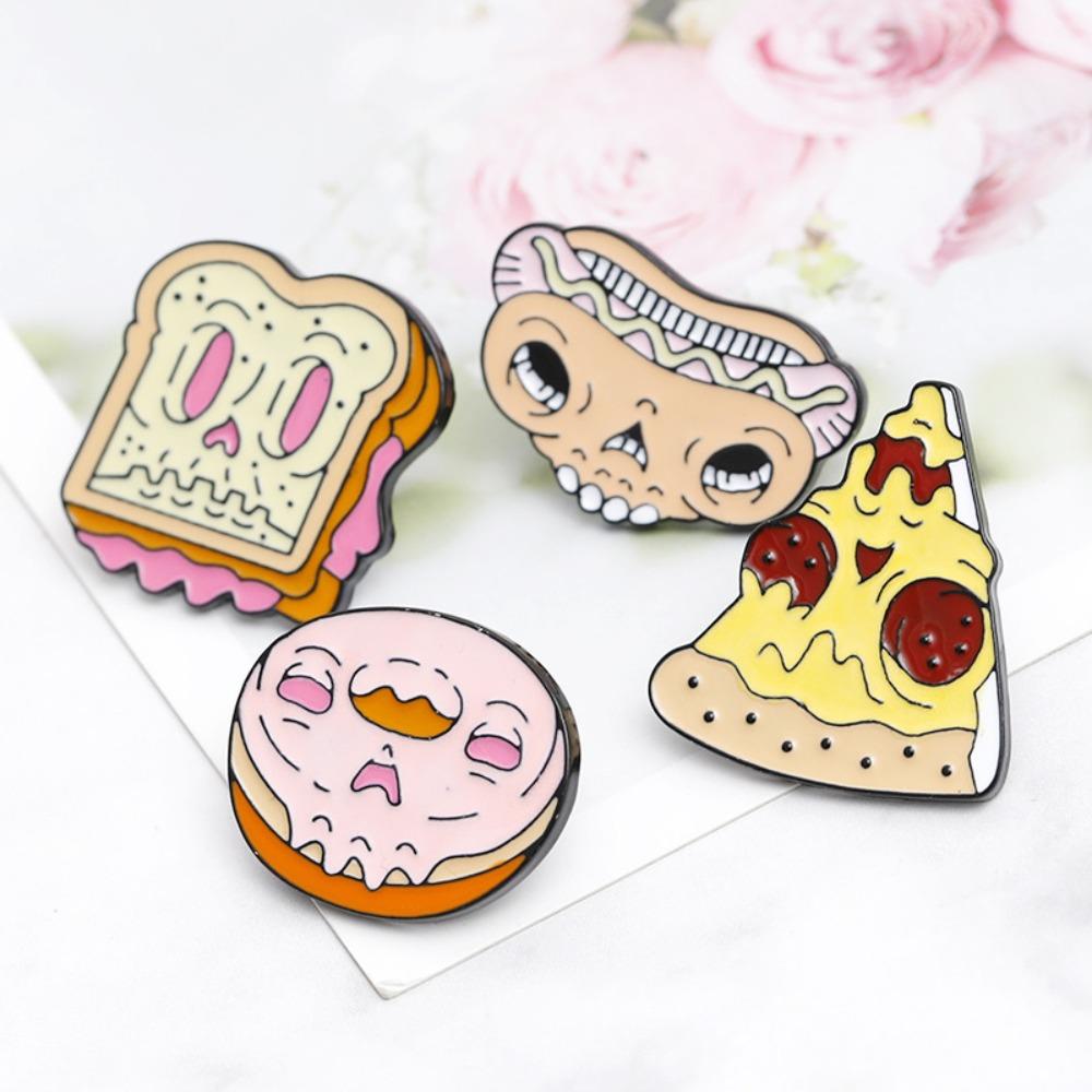 Vintage Halloween Lapel Pins Cute Cartoon Metal Brooch Cartoon Food Brooch Holiday Decoration