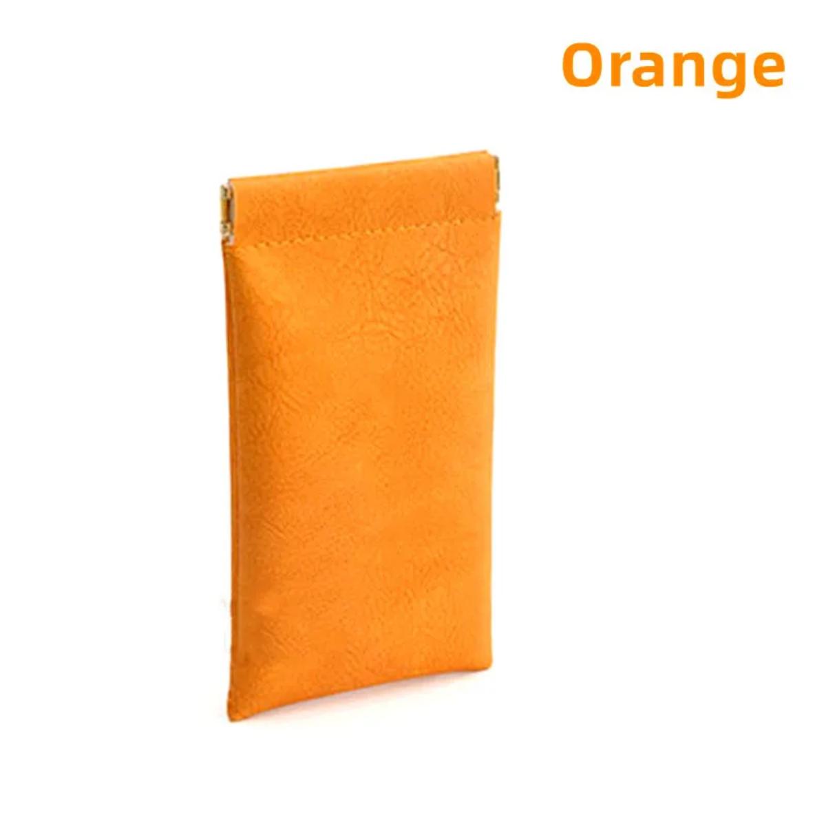 1 peça Bolsa Macia de Couro PU para Óculos de Sol Estojo de Leitura Porta-Óculos de Sol Unissex Sacos Simples para Armazenamento de Óculos cor de laranja