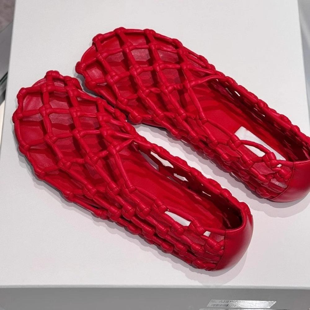 Flat Sandals for Women Fashion Woven Hollow Loafers Summer 2025 Comfort Beach Casual Shoe Zapatos De Mujer