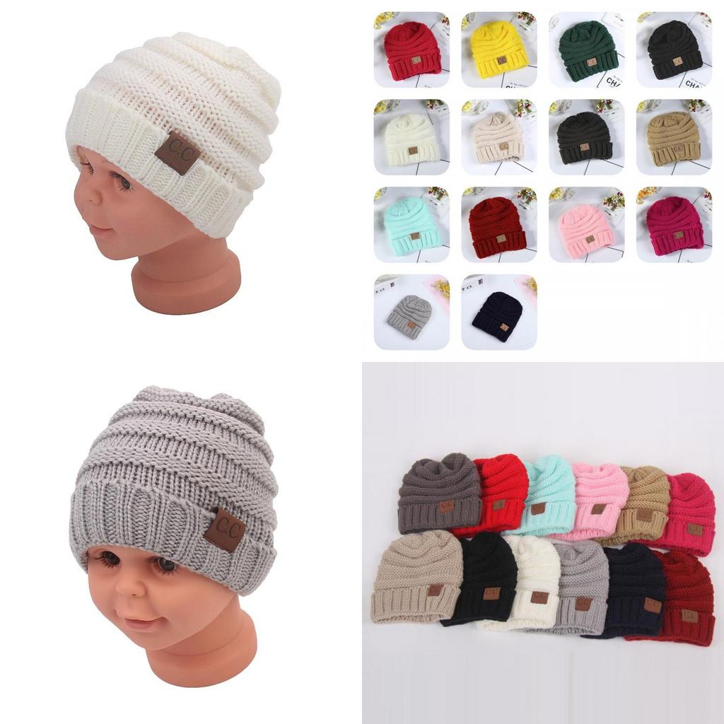Trendy Kids Knitted Hat Soft Warm Yarn Beanie For Boys And Girls Winter Spring Fall