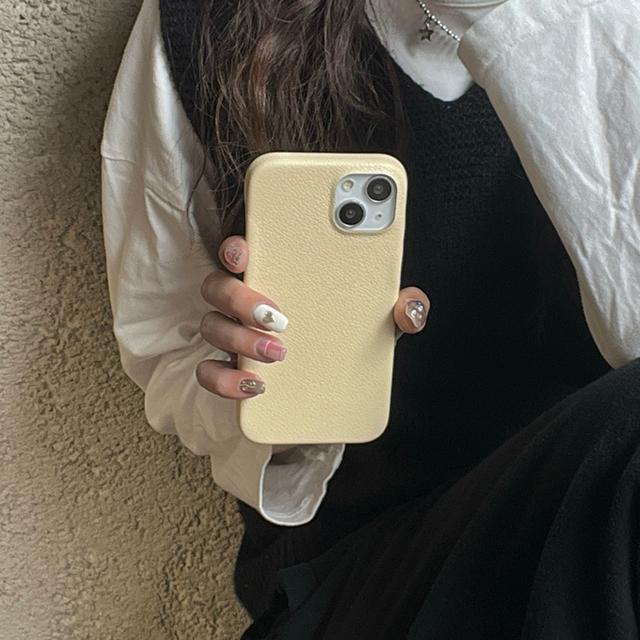 Ins Fashion Girls Pu Leather Case For Iphone 14 13 12 11 Pro Max 14 Plus Four Edges All -Inclusive Hard Phone Cover Shell