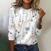 Casual Long Sleeve Women's Floral Print Sweatshirt Spring Fall Clothing Crew Neck