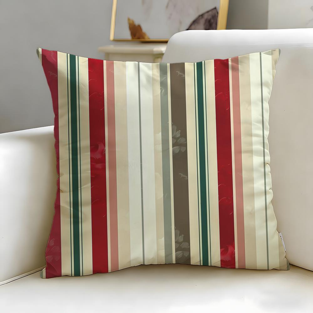 classic pattern Classic Striped Cushion Cover Soft  EasyWash Pillow Case  Versatile for Couch Bed Travel and Office