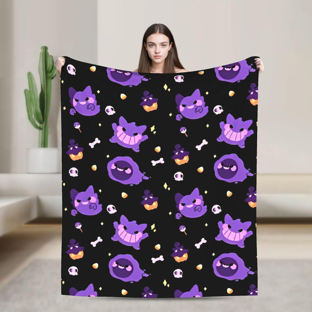 Gengar Cartoon  Blanket  Super Warm Street Trend Plush Throw Blanket For Home Decor Decorative Flannel Bedspread Bed Cover