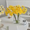Artificial Narcissus Flowers Bouquet for Home Decor Realistic Silk Fake Daffodils with White Yellow Orange Petals Long-Lasting Spring Decoration for