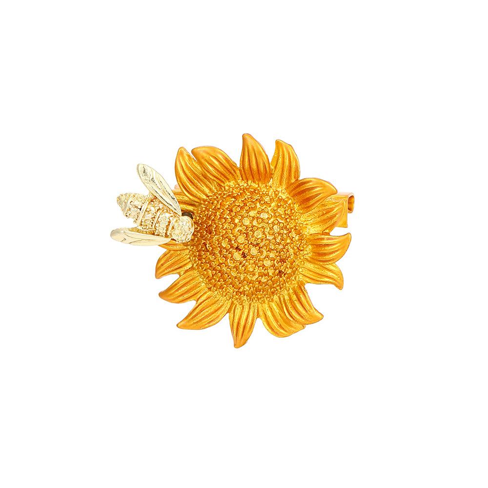 Smart Little Bee Sunflower Suit Brooch, Light Luxury Pastoral Style Niche Temperament Pin Brooch