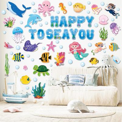 Marine Animal Bulletin Board Decoration Card School Classroom Party Paper Cutting Undersea World Decoration Card Paper