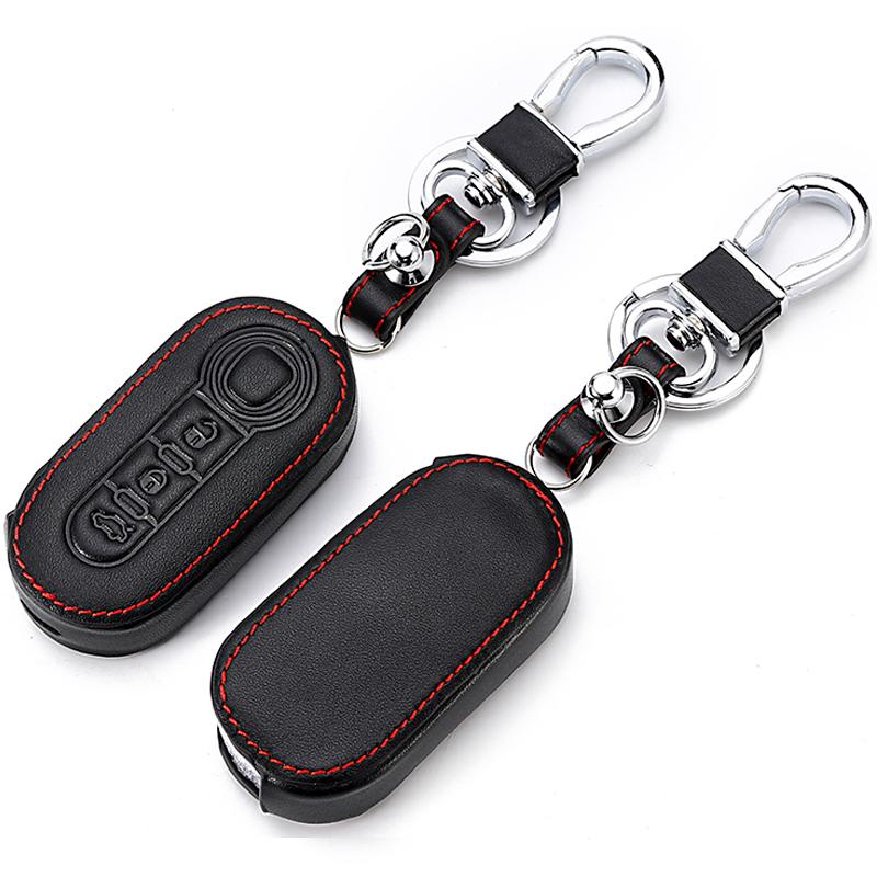 Leather Car Key Case Cover For Fiat Panda Stilo Punto Doblo Grande ducato 500x accessories Ducato palio grande egea freemont