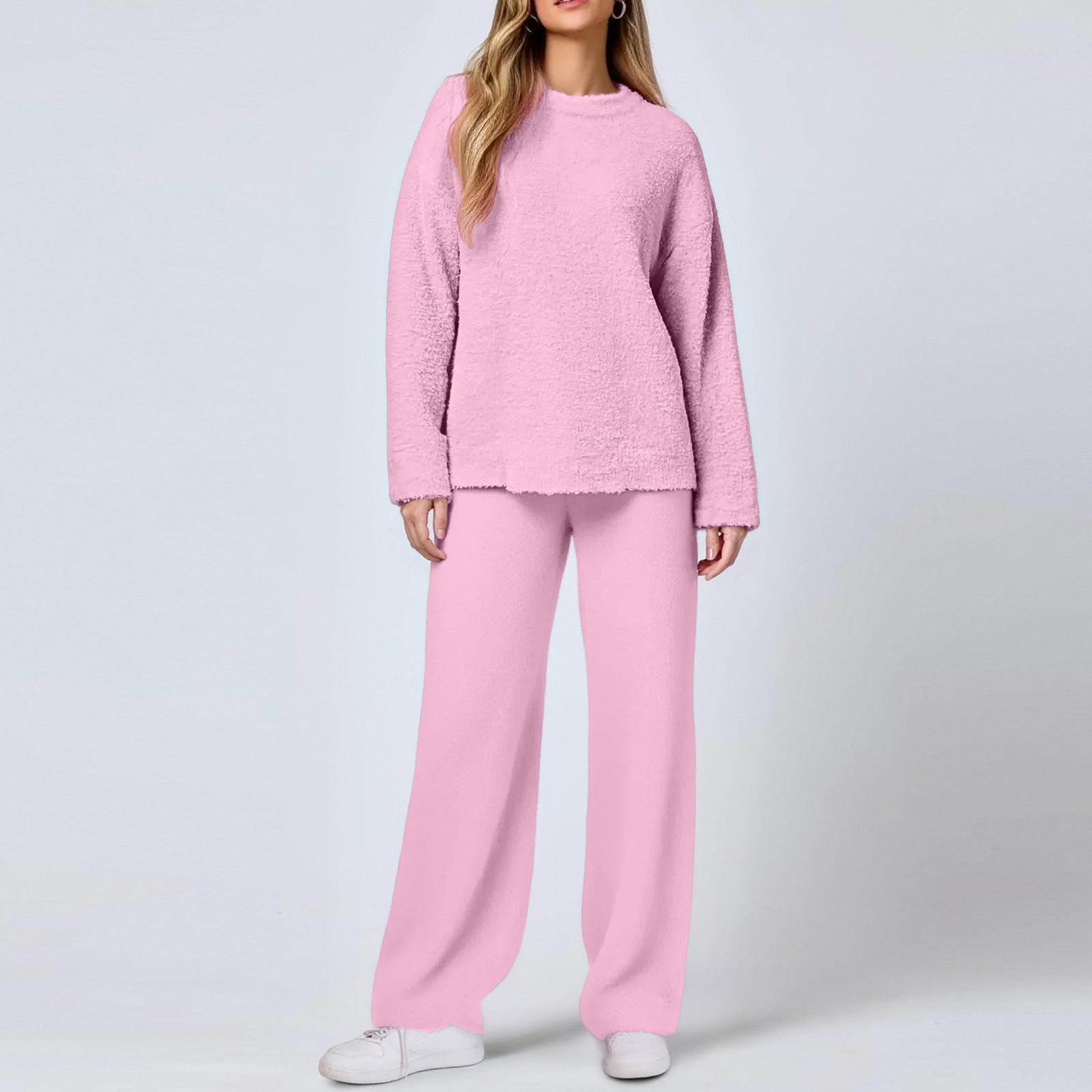 

Женский повседневный модный удобный комплект топов и брюк для дома, теплый пижамный набор S