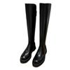 Cowhide version~ Genuine leather but knee boots women's thick-soled thick heel side zipper straight high boots slim knight boots