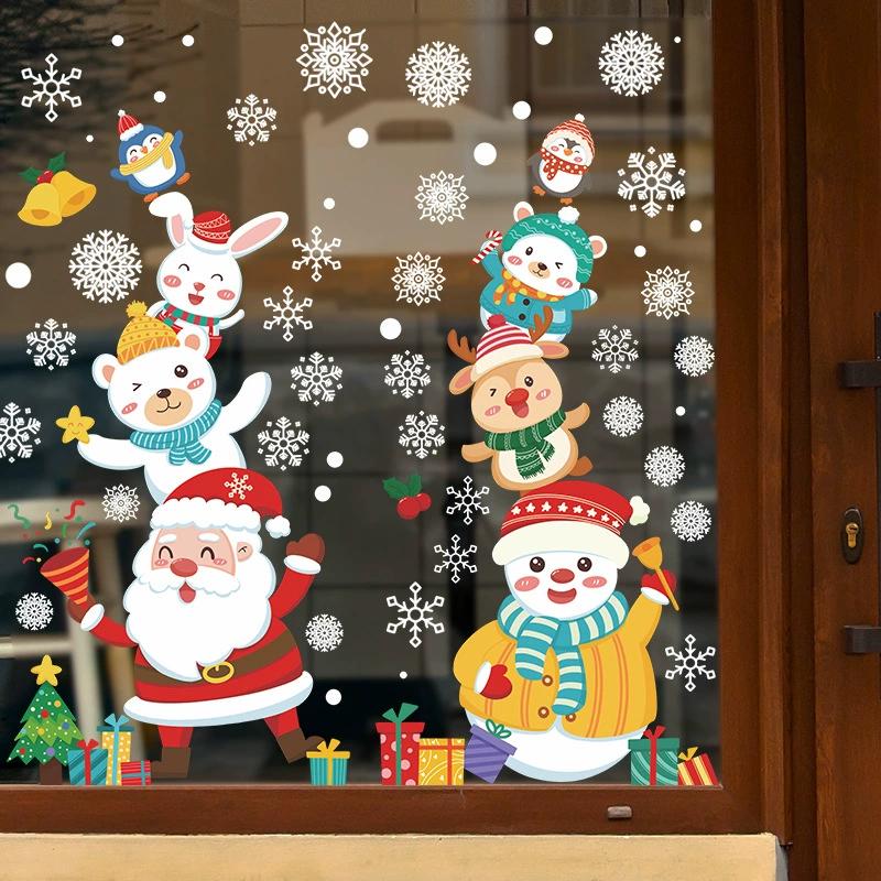 Static UV Merry Christmas Decoration Glass Window Door Wall Sticker Living Room Decoration Wall Stickers
