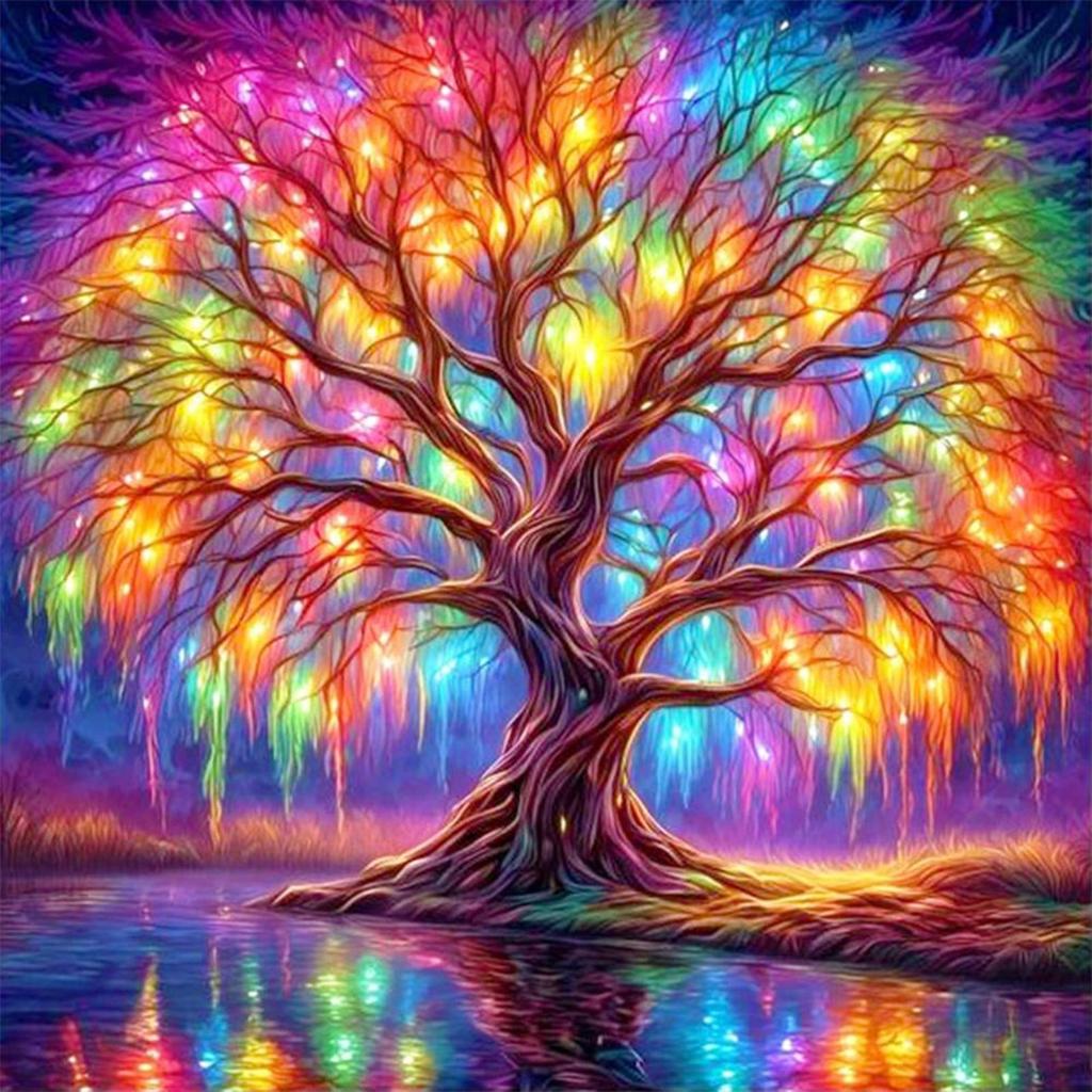 5D DIY Full Round Drill Diamond Painting Colorful Tree Kit Home Decor Art Craft