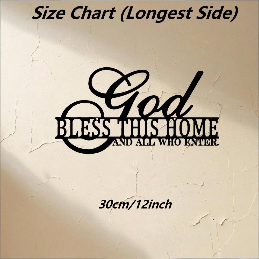 

Большое Металлическое Настенное Искусство «Да Благословит Бог Этот Дом» Черное Железо Лазерная Резка Устойчивое к Ржавчине Настенное Украшение для Семейного Офиса