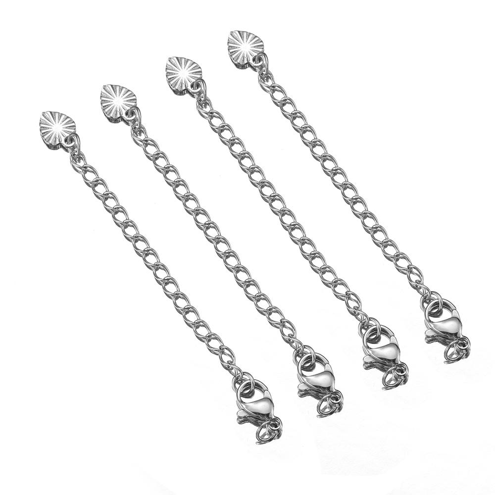 5pcs Stainless Steel Extension Tail Chain Lobster Clasps Connector Extended Chain Bracelet Necklace Jewelry Making DIY Component