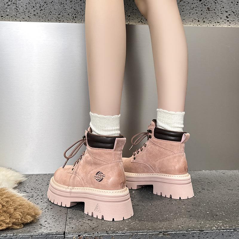 Spring new thick-soled heightening Martin boots women's outdoor sports and leisure short boots versatile small big yellow boots