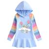2026 Spring/Autumn Girls' Ruffle Rainbow Hooded Sweatshirt Dress - Long Sleeve Princess Style