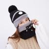 3 Pcs/set Winter Hat For Women With Breathing Valve Mask Knitted Hat Girl Pompoms Hat Warm Add Fur Lined Protective Hat