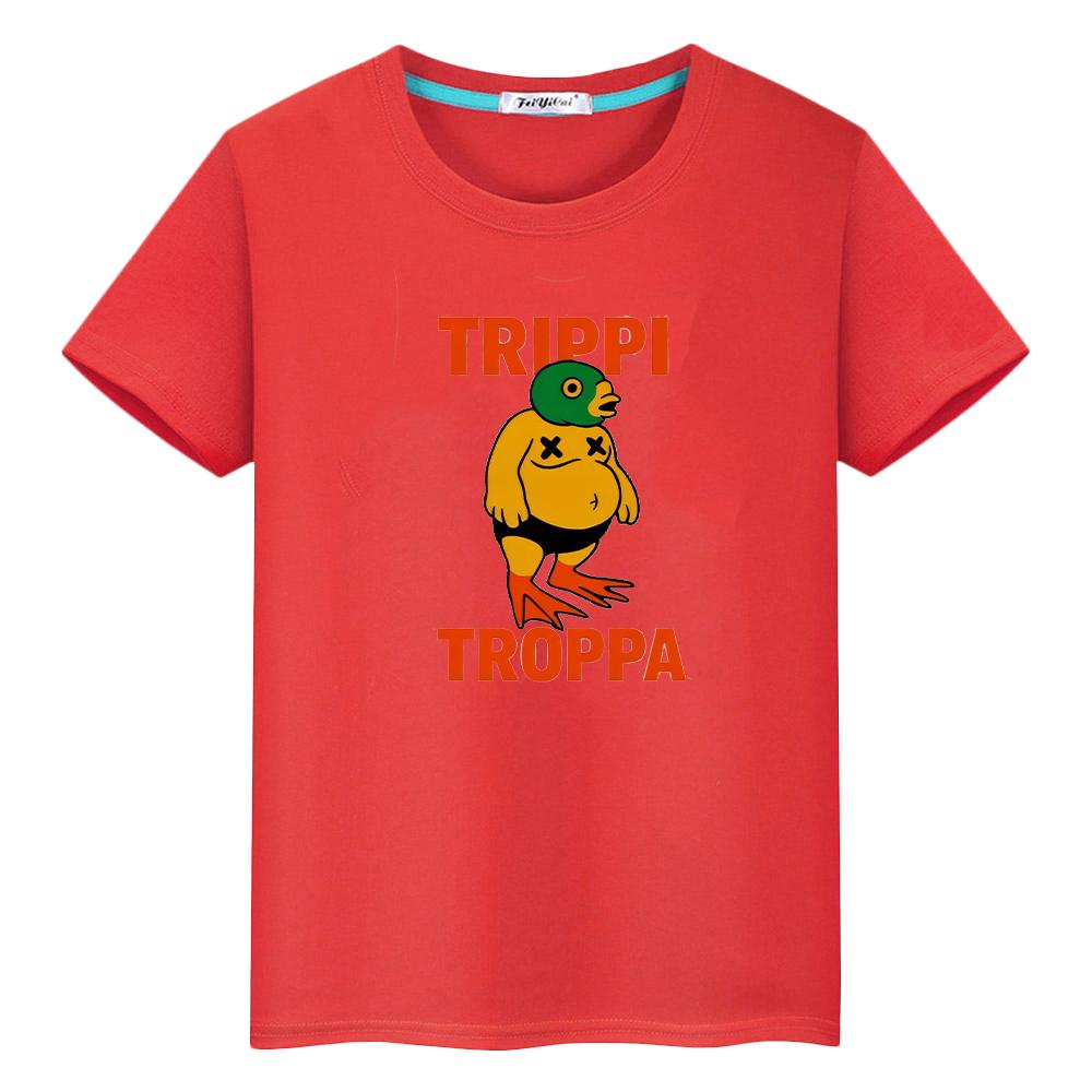 Italian Brainrot print cartoon100%Cotton Tees t shirt for kids boy 10years Anime Short  Tops kids clothes girls y2k one piece