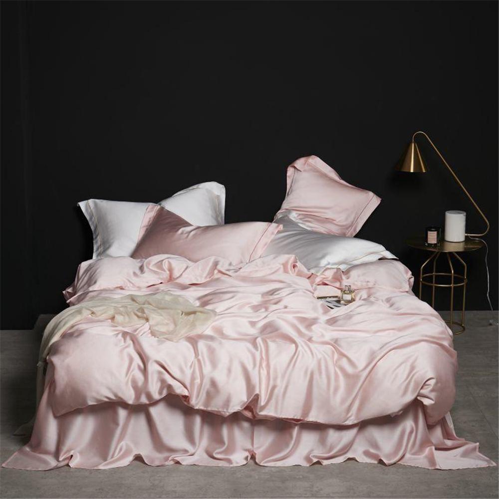 Liv-Esthete Pure White 100% Silk Bedding Set Healthy Silky Luxury Queen King Duvet Cover Flat Sheet Pillowcase Bed Linen Set