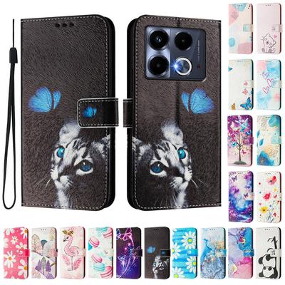 Luxusní malované kožené pouzdro s motýlem a kočkou, peněženka, knížkové pouzdro pro Infinix Smart 4 X653, Hot 9 Play, Hot 10 Play, Smart 6, X680, HOT 8, X650, HOT 40..