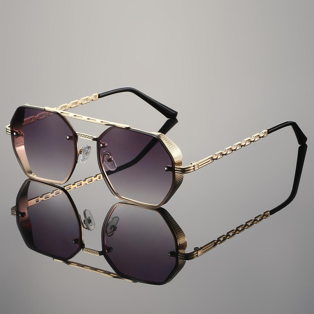 New High Quality Double Metal Chain Sunglasses Women Fashion Cool Design Brand Design Sun Glasses for Street Photography