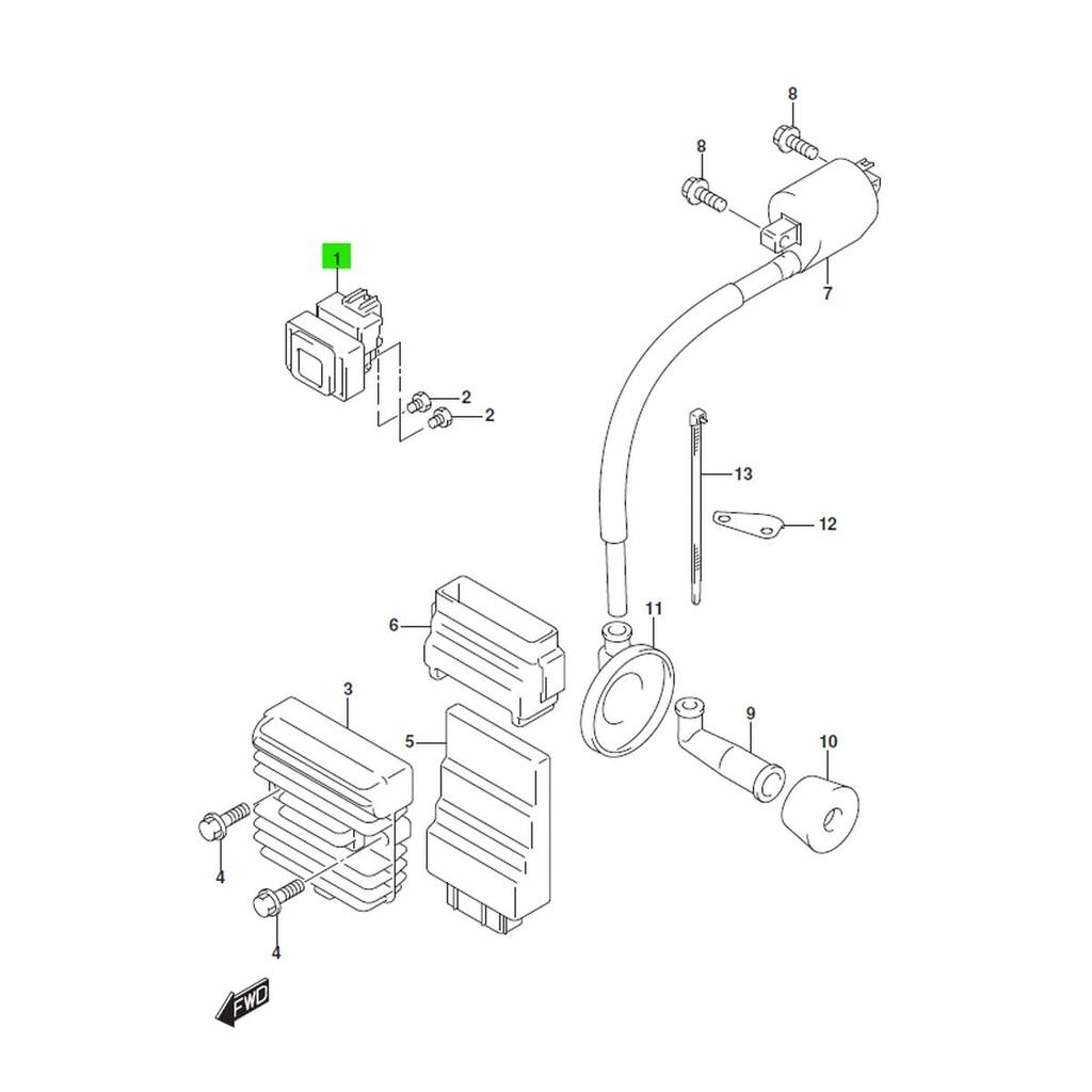 Genuine Suzuki Taiwanese Starter Relay for Address GSR125 Number compatible with V125G/S/SS, GSX-R125, GSX-S125, (Part 31800-36L00-000,
