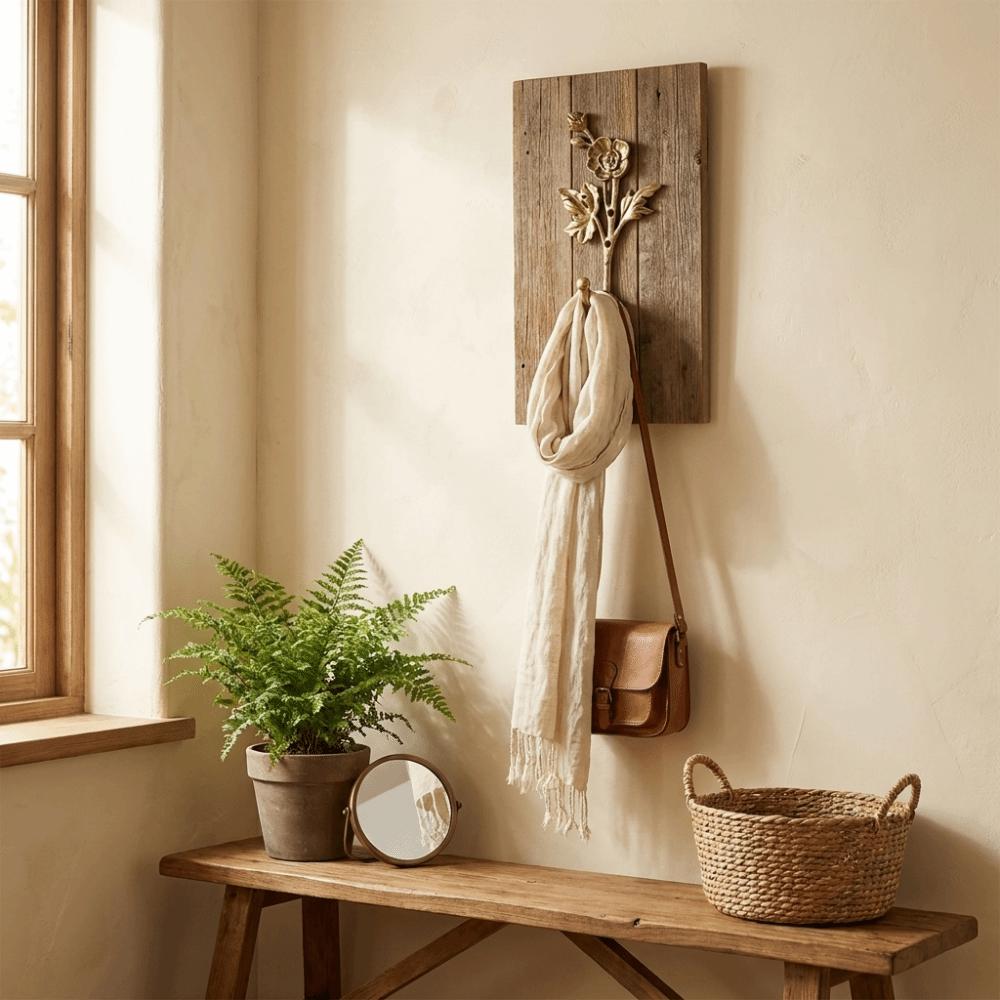 Golden Finish Leaf Shaped Wall Hooks Sturdy Alloy Stable Structure Alloy Wall Hooks Elegant Design Strong Bearing