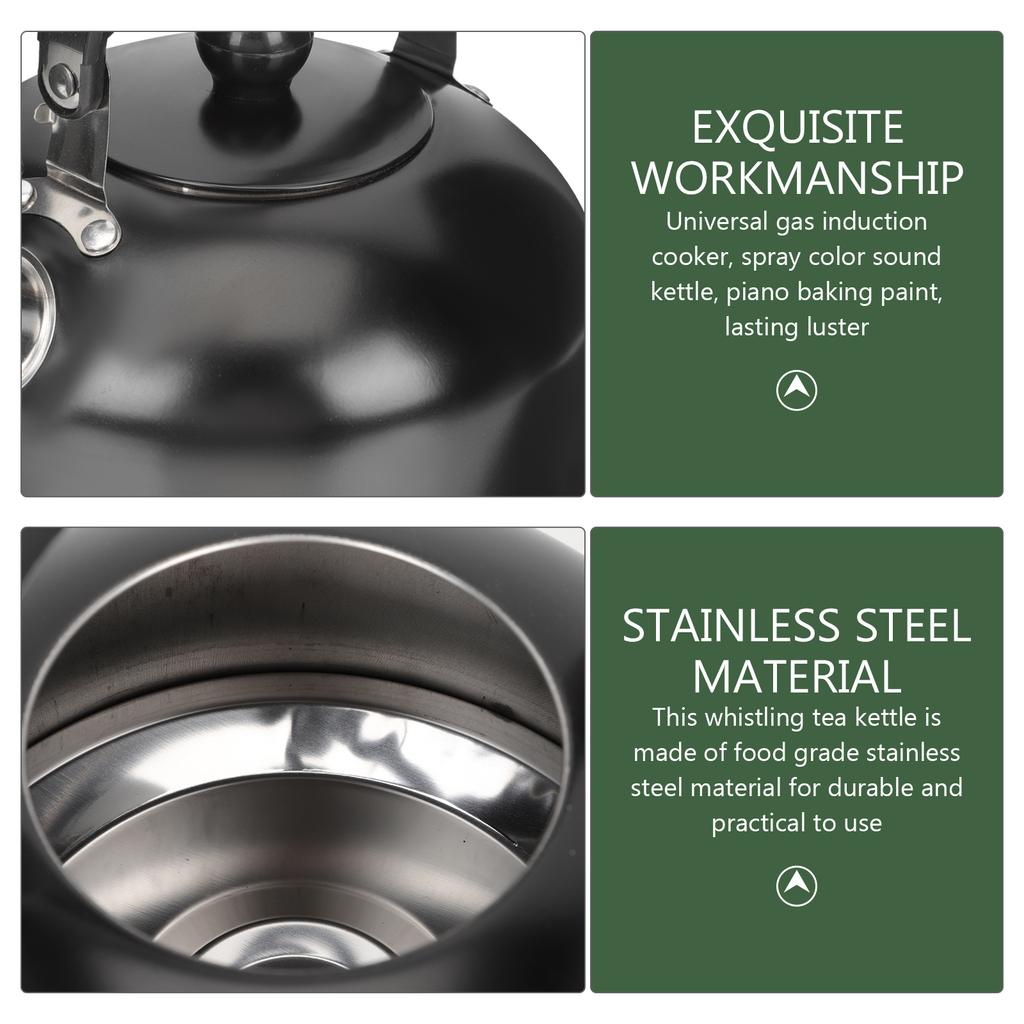 Stainless Steel Whistling Tea Kettle with Handle Large Capacity Stovetop Teapot Automatic Whistle Safe White Travel