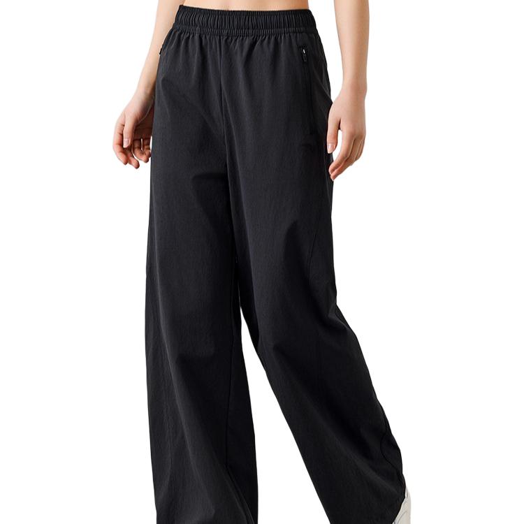 Anta Sports Lifestyle Series Solid Color Mid-Rise Breathable Versatile Casual Pants Women bottoms Black 162517522U-3