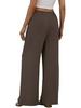 European & American Women's Casual Solid Wide-Leg Beach Pants with Elastic Waist & Pockets