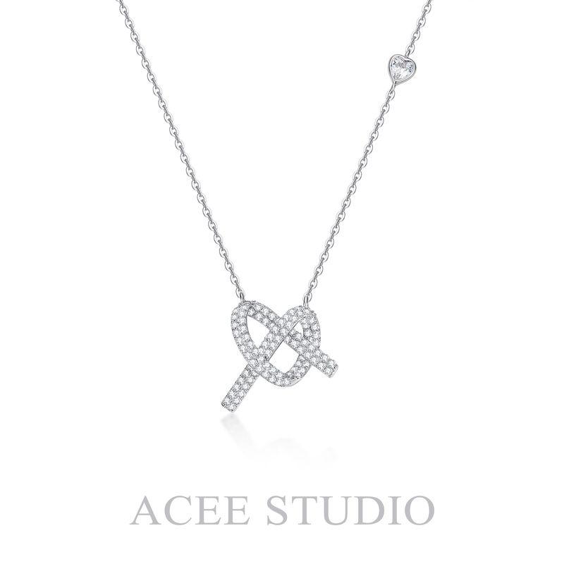 

Acee Design Minimalist Fancy Loop Knot Necklace Ear Stud Women s Accessories 925 Sterling Silver Temperamental Work Clothing Ornament Suit Necklace