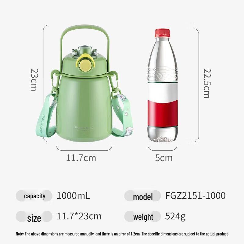 Fuguan 1000ml 316L Stainless Steel Dual-Drink Insulated Bottle