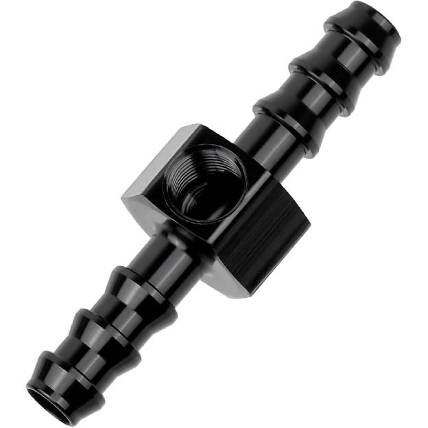 

EVIL ENERGY 3/8 Barb Fuel Pressure Gauge Fitting Adapter with 1/8 NPT Sensor Gage Port Aluminum Black 5/16 Barb with 1/8 NPT Po