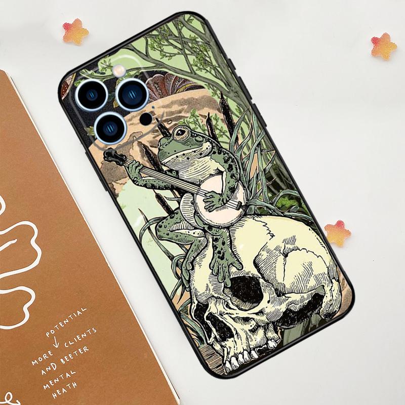 Vintage Retro Frosch Pilze Handyhülle Für iPhone 17 Pro Max 14 13 12 11 15 16 Pro Max mini 16 Plus 16e 17 Air Funda