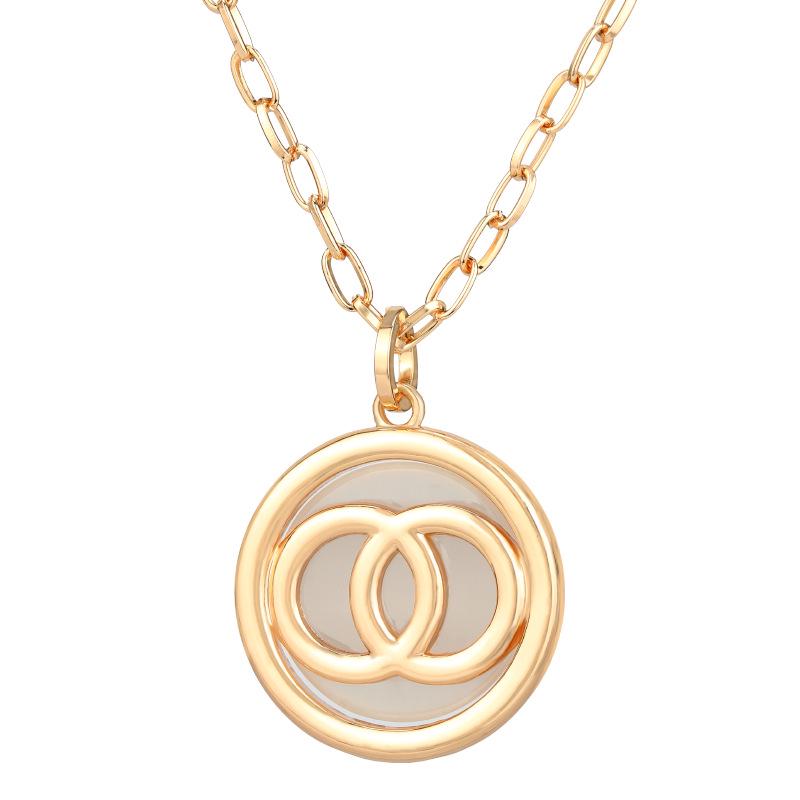 Korean Style Autumn/Winter Double Circle C Necklace - Double-Sided Versatile Sweater Chain Accessory